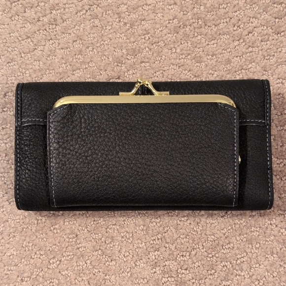 Buxton Black Leather Clutch Wallet NWT - Picture 4 of 7